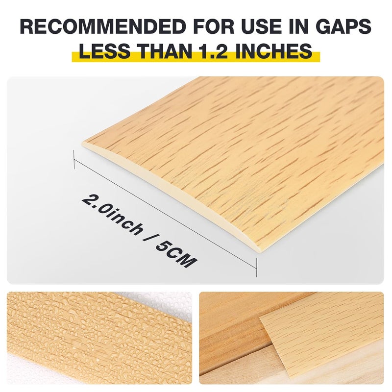 bnell Floor Transition Strip Floor Cover Strips Self Adhesive Flooring Transitions Laminate Floor Strip Vinyl Floor Flat Divider Strip for for Joining Floor Gaps (10FT,2in, Maple Grain) - Image 2